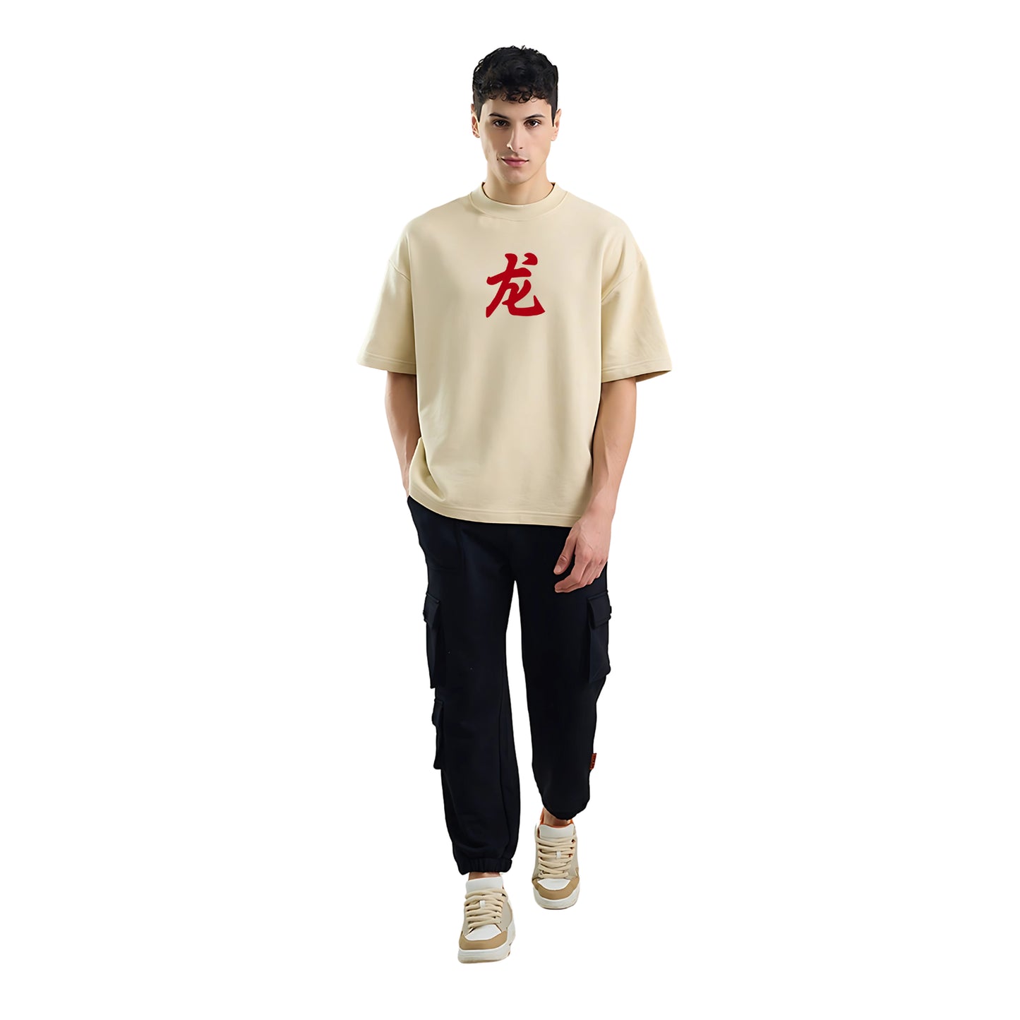 Dragon Luxe Oversized Beige Tees – Premium Streetwear