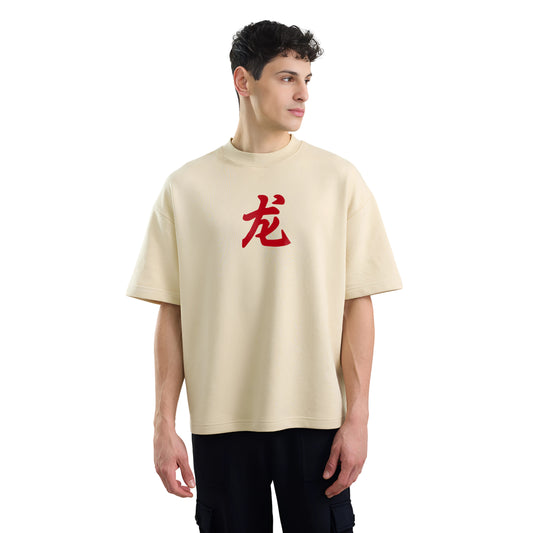 Dragon Luxe Oversized Beige Tees – Premium Streetwear