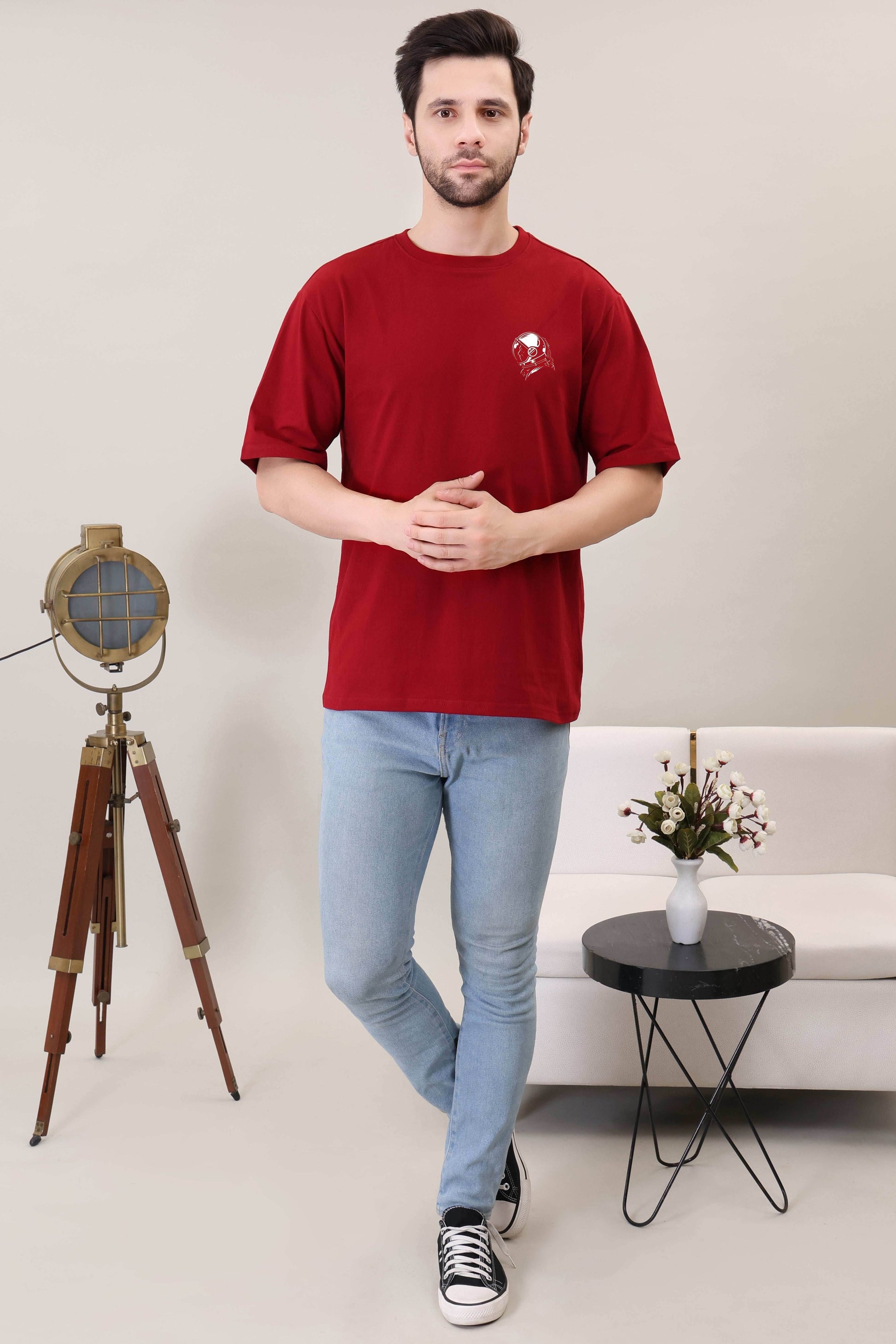 Astronaut Maroon Oversized T-shirts