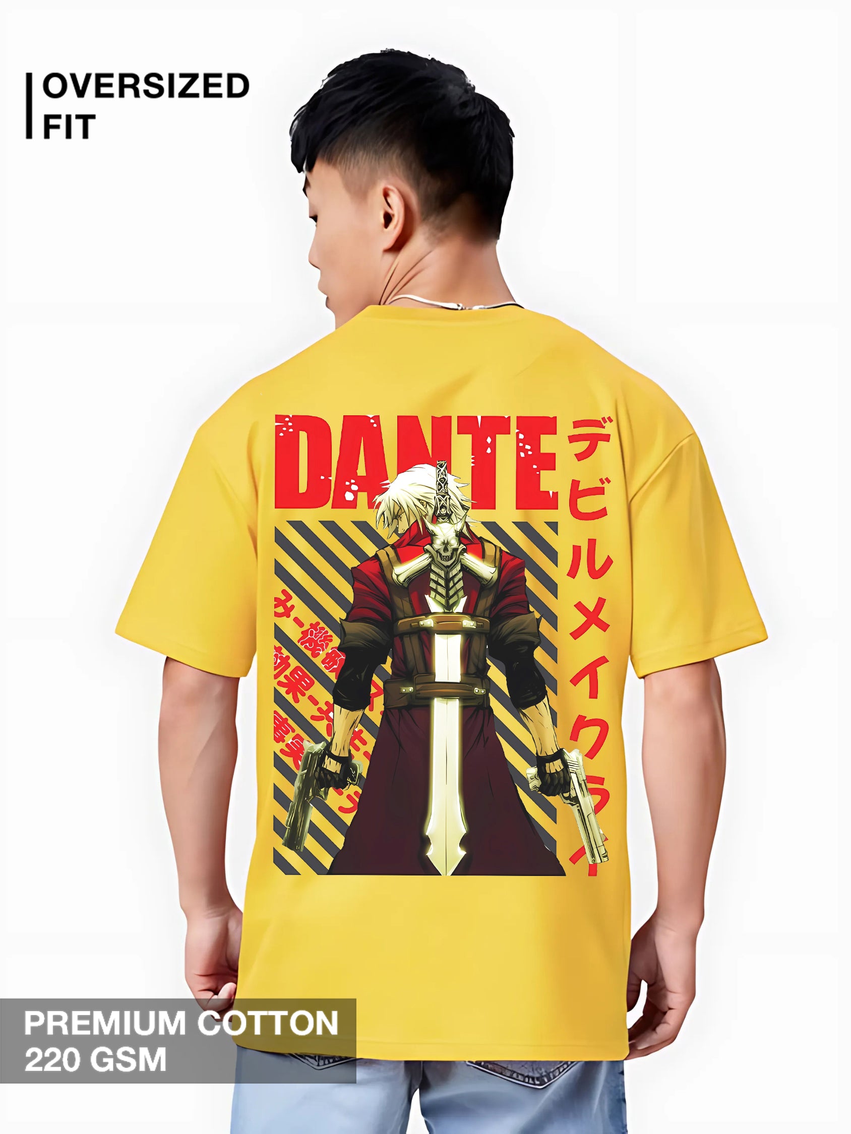 Dante Devil May Cry Anime Yellow T-shirt with Guns and Sword – Megakart