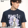 Frieren anime t-shirt for men in navy blue – Japanese print design