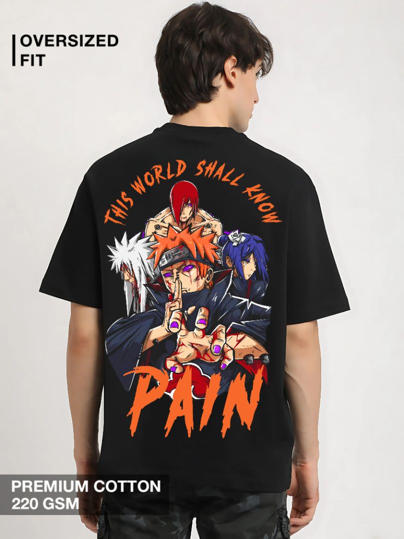 Naruto Akatsuki Pain Oversized Anime T-Shirt – Black
