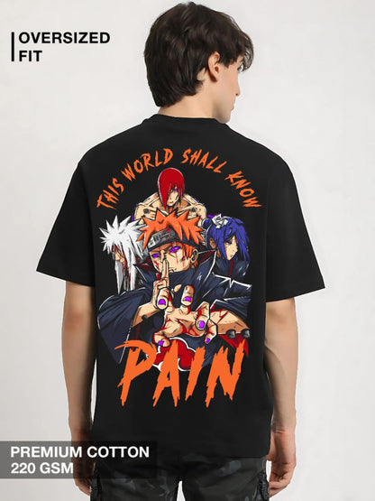 Naruto Akatsuki Pain Oversized Anime T-Shirt – Black