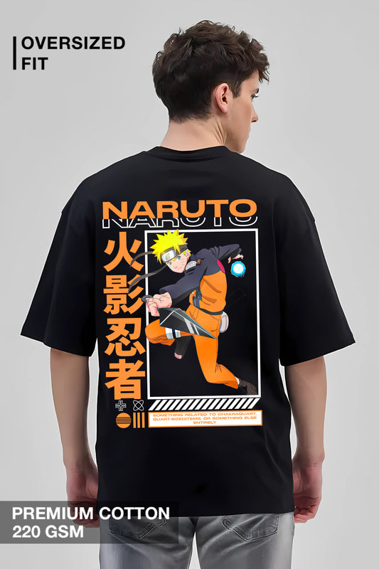  Naruto Uzumaki Oversized Anime T-Shirt with Full-Back Ninja Print