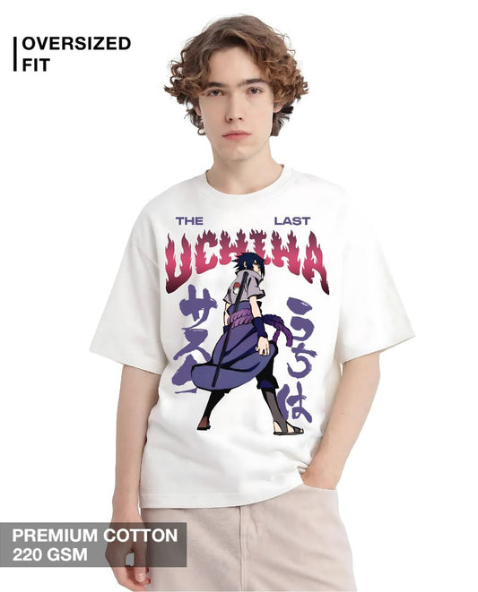 Sasuke Uchiha The Last Uchiha White Oversized T-Shirt – Naruto Anime Tee