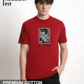 Tanjiro red anime graphic T-shirt with sword and Japanese text – Megakart men's cotton tee